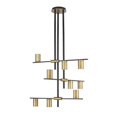 Z-Lite Calumet 9 Light Chandelier, Matte Black & Olde Brass 814-9MB-OBR